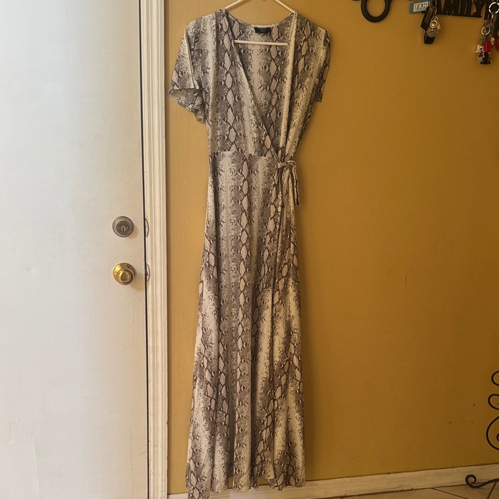 Vici Snake Print Maxi Dress - Black and Cream